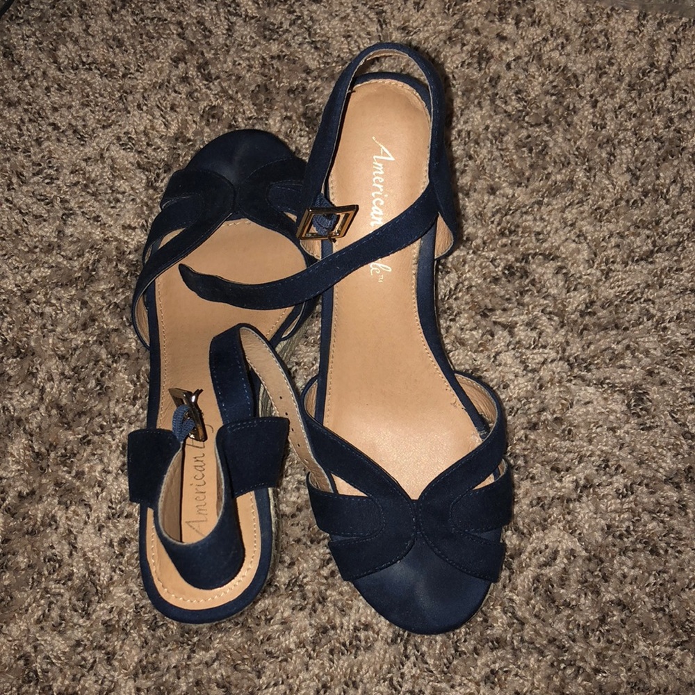 Navy Wedge Sandals